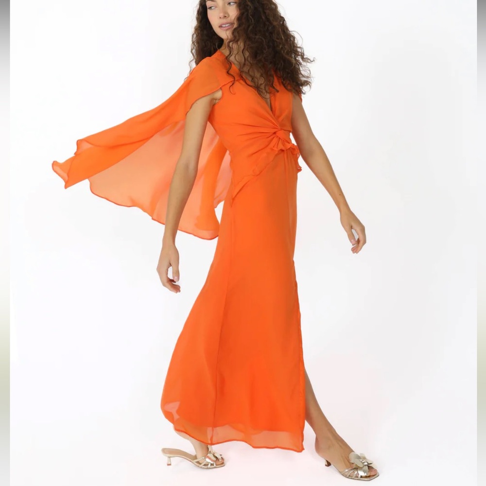 Laagam Orange Cloak Dress